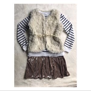 Oshkosh Faux Fur Vest with Tie Waist Belt